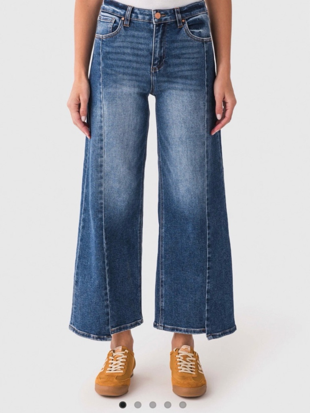 Risen Wide-Leg High-Rise Asymmetrical Hem Jeans in Medium Blue ladies Sz. 31